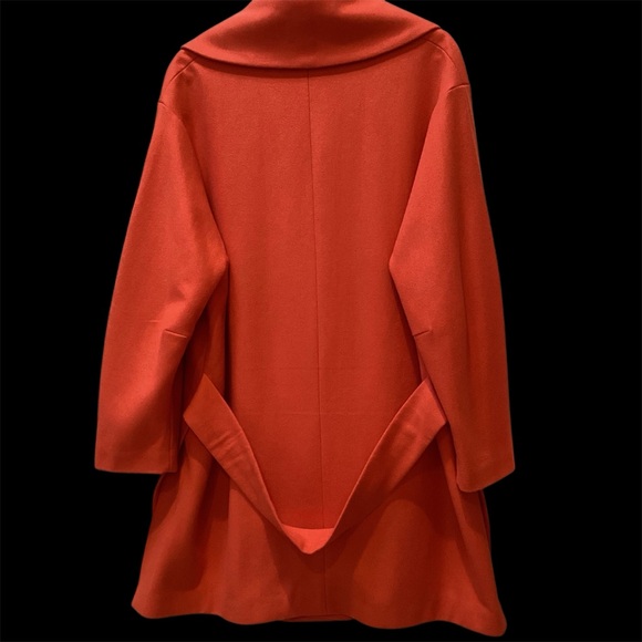 Peacoat Wool Blend. Beautiful Deep Orange. Drop belt in back. Very stylish. - Picture 2 of 5